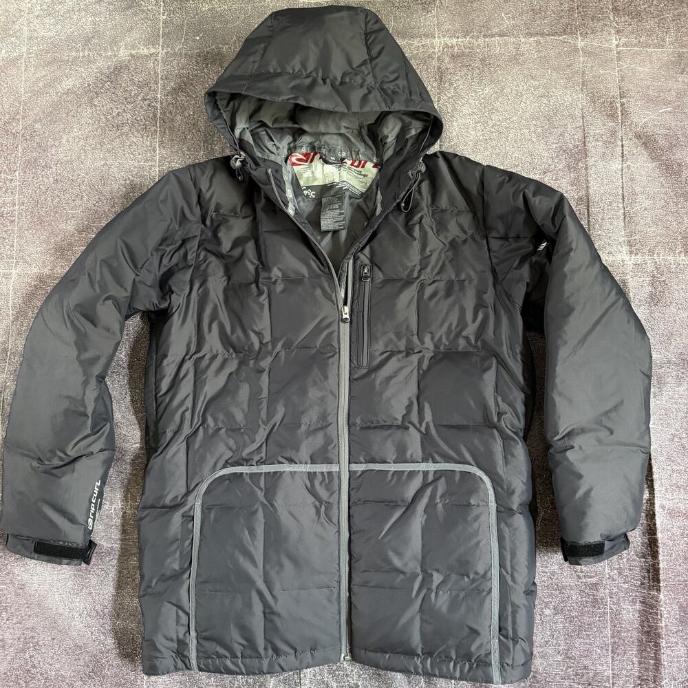 Men's RipCurl Gray Insulated Hooded Puffer Zip Up Snowboard Ski Coat Jacket Sz M